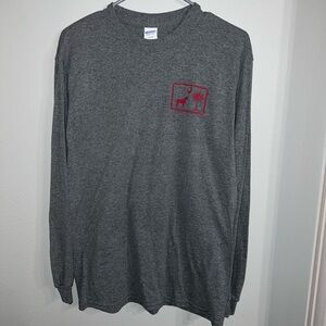 Gray Long Sleeve Shirt with Red Logo